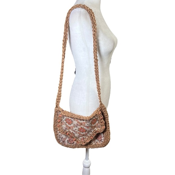 VTG 70s Boho Floral Tapestry Woven Canvas Purse Hong Kong JCPenney Cottagecore - Picture 6 of 9